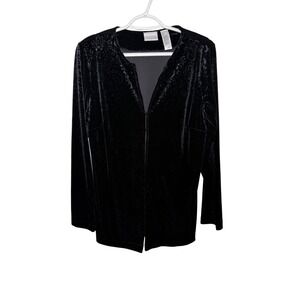 Villager by Liz Claiborne Velvet Burnout Paisley Cardigan Jacket Womens Small‎